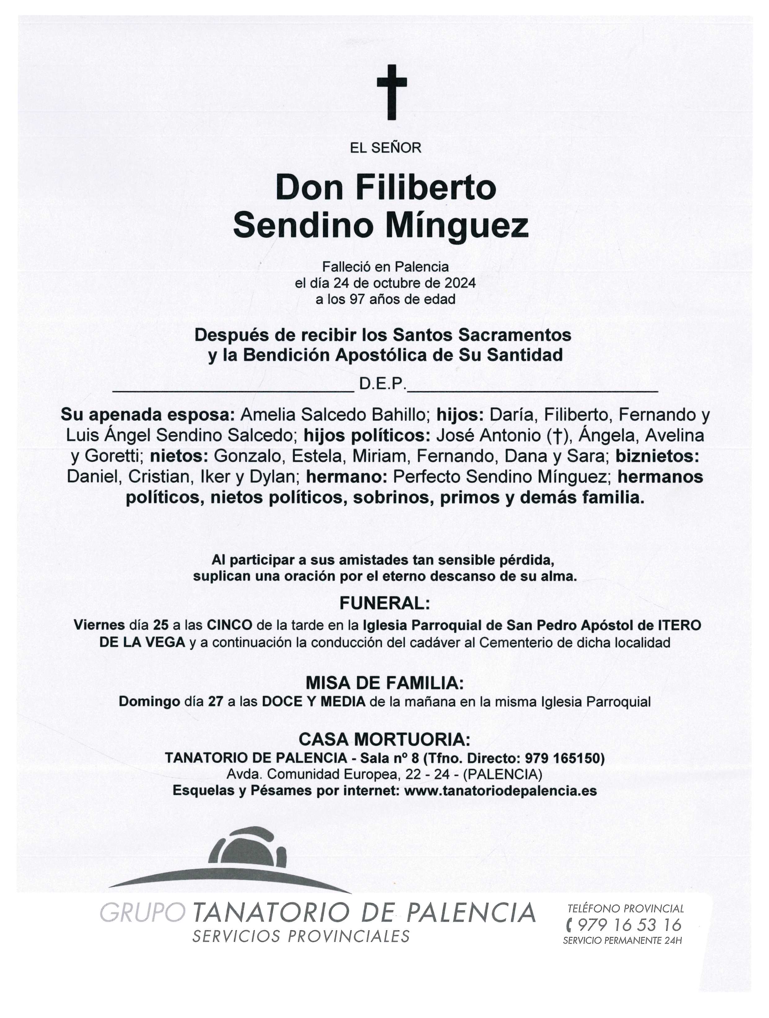 EL SEÑOR DON FILIBERTO SENDINO MÍNGUEZ